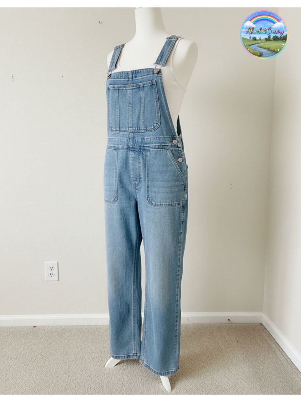 luvamia Women's Jean Overalls Straight Wide Leg Baggy Stretchy Denim Bib
